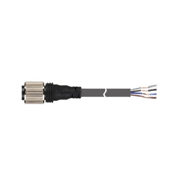 Oil-Resistant M12 Female Straight Connector Cable with 4 Wires - Image 1