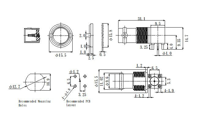 75Ω RF Micro BNC Connector with PCB Right Angle - Image 1