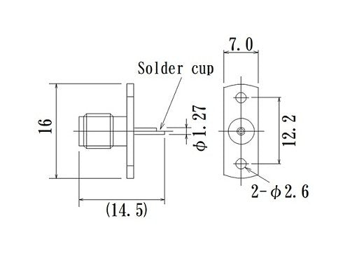 RF SMA Connector with Flange Mount Jack Solder Cup - Image 2