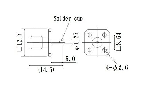 SMA Connector with Flange Mount Jack Solder Cup - RF SubMiniature Version A - Image 2