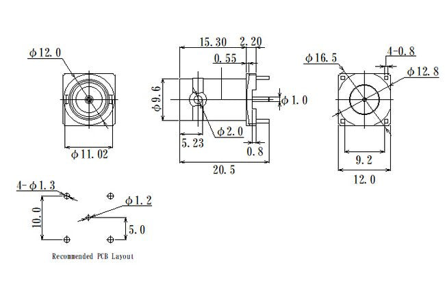 JCC Micro BNC Connector PCB Mount Type - Image 1