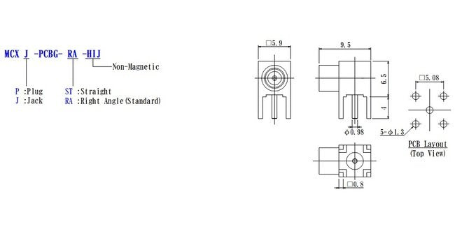 Non-Magnetic RF MCX Coaxial Connector for PCB - Image 2