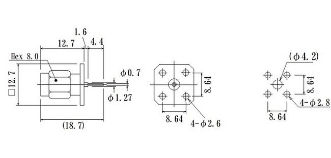 JCC Printed Circuit Board (PCB) RF SMA Connector with Flange Mount Plug - Image 2