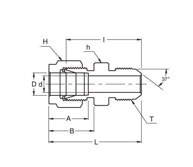 SAUI Series 1-Inch Tube Outside Diameter (D) AN Union - Image 2