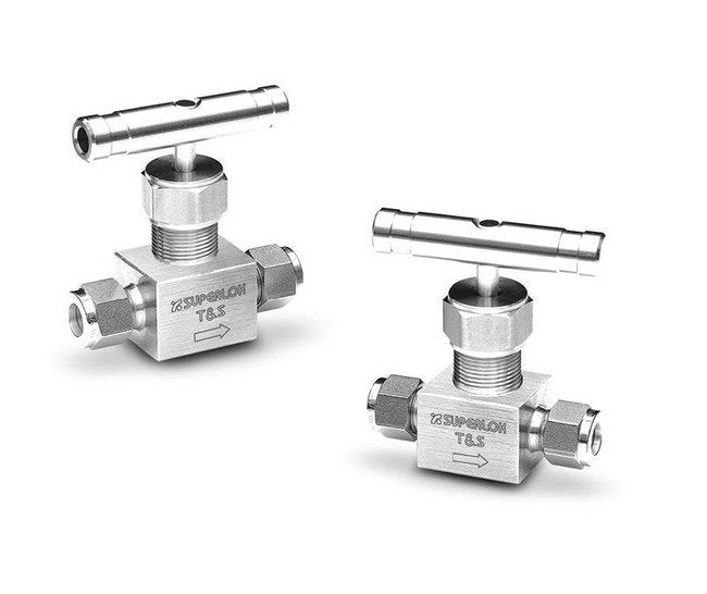 SBNV 3/8" MNPT Inlet & 1/2" Superlok Outlet Bar Stock Needle Valve - Image 1