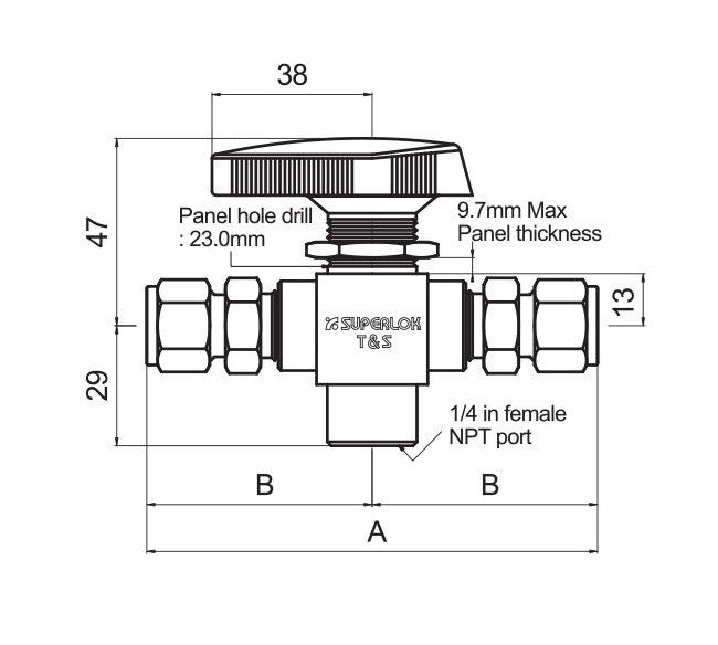 SBT Series 3.8mm Three-Way Trunnion Ball Valve with SUPERLOK® Inlet - Image 2