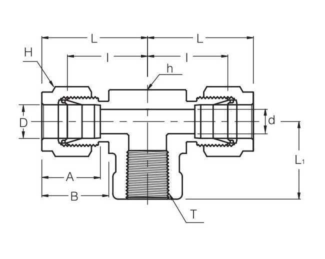 Female Branch Tee Fitting - SFBTI Series 1/2 in Tube OD, NPT 3/8 in Thread Size - Image 2