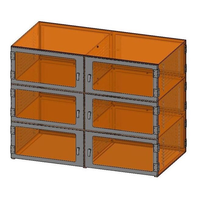 Amber Acrylic 6-Chamber Pass-Through Desiccator Cabinet (18in Depth) - Image 1