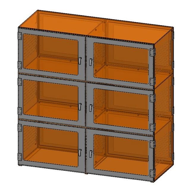 Amber Acrylic 6-Chamber Pass-Through Desiccator Cabinet - 24in Depth - Image 1