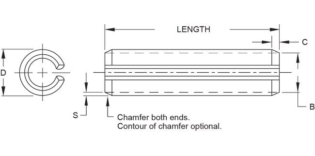 SPIROL .125 x 1.250 Slotted Spring Pin, Nickel Stainless Steel - Image 2