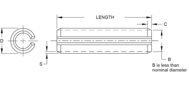 ISO 8752 Nickel Stainless Steel Slotted Spring Pin, 2mm x 8mm - Image 2