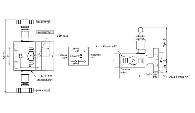 SM3V Series Instrumentation Manifold Valve - Horizontal Single Flange Style - Image 2