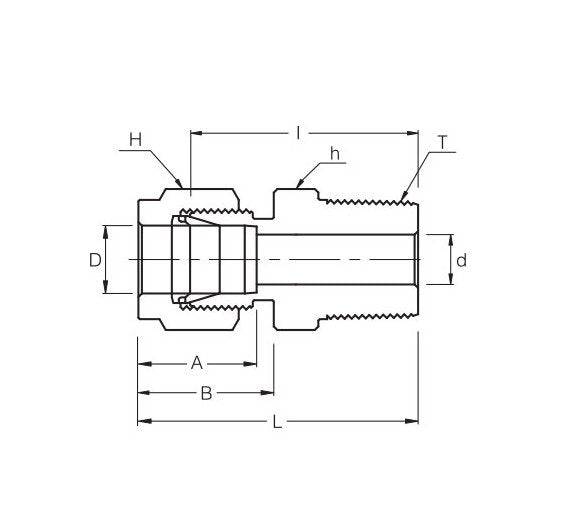 SMCI Series Male Connector Fitting - 6mm Tube D, 1/8in Thread T - Image 2