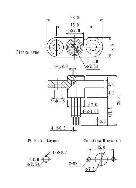 JCC 4-Pin Heat Resistant Laser Diode Socket with Flange - Image 2