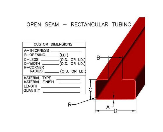 Prefinished Open Seam Rectangular Tubing - Image 1