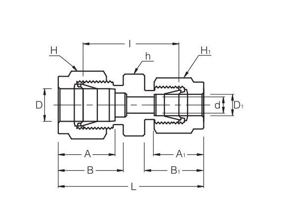 SRUI Series 10mm to 6mm Reducing Union for Metric Tube Connections - Image 2
