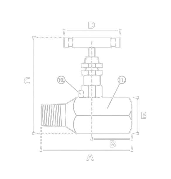1/2 Inch Standard Pattern Needle Valve with NPT Male x Female Threads - Image 2