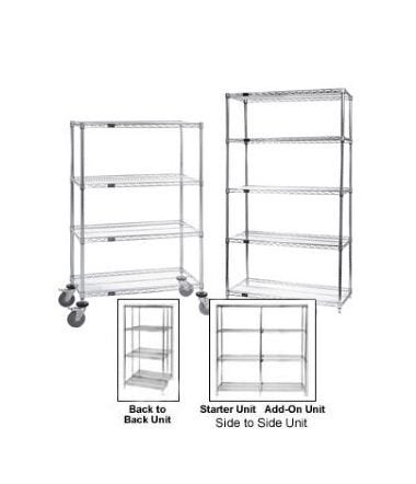 Quantum Storage Chrome Wire Shelving - 63" H. Unit with 4 Shelves - Image 1