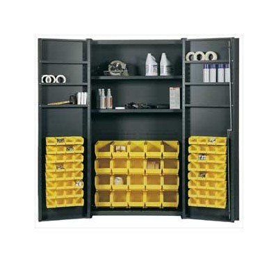 Heavy-Duty Bin & Shelf Storage Cabinet with Extra Door Shelves - Image 1