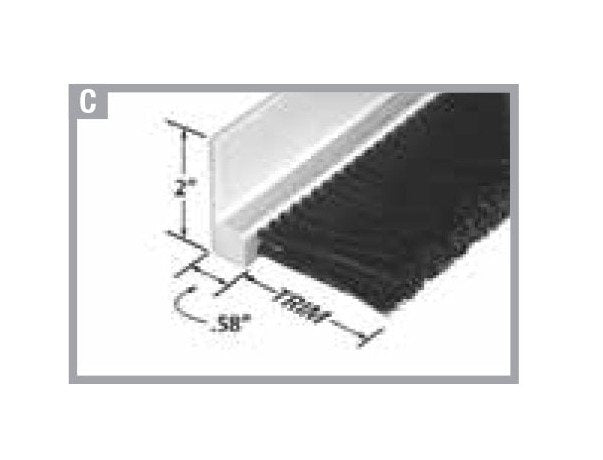Tanis® PVC Strip Brush - 2in Trim, 36in Length, Black Nylon, 90° Profile - Image 1