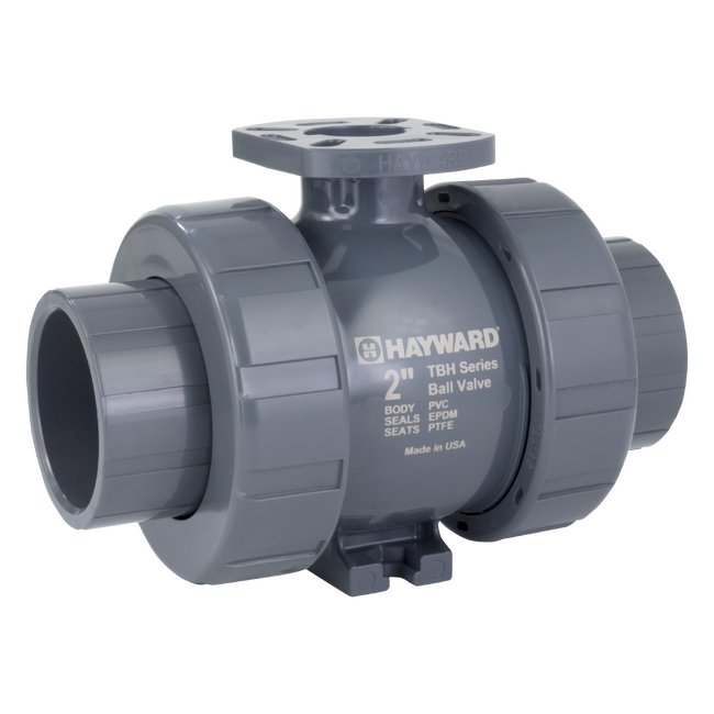 Hayward 1-1/2" CPVC True Union Ball Valve with Flanged End and EPDM Seal - Image 1