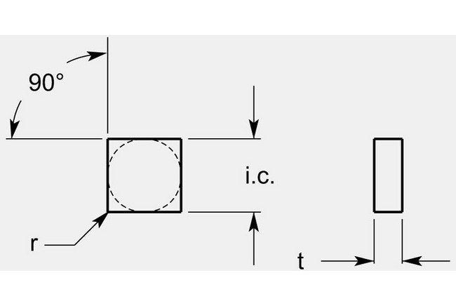 Precision Square Negative Turning Blank, 0.267 / 0.275 in - Image 1