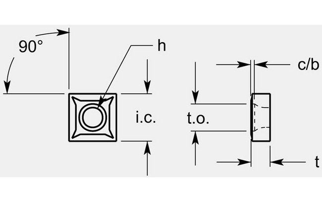 Square Negative F5 Chipbreaker with ISO Hole - Thickness 0.205/0.211 in - Image 1