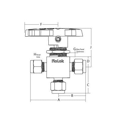 Encapsulated 3-Way Ball Valve, Alloy 400 Female BSPT 1/4in (EB Series) - Image 2
