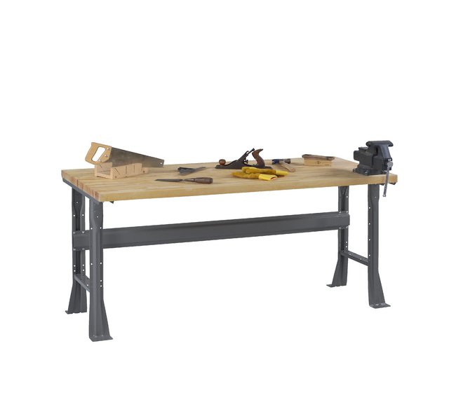 Industrial Hardwood Butcher Block Workbench - Image 1