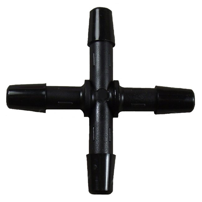 Automotive Grade Black Nylon XJ Series Barbed Cross Fitting - Image 1