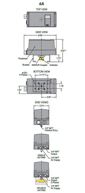 Series 6A Electro-Pneumatic Positioner with HART, Foundation Fieldbus, Profibus PA Connections - Image 2