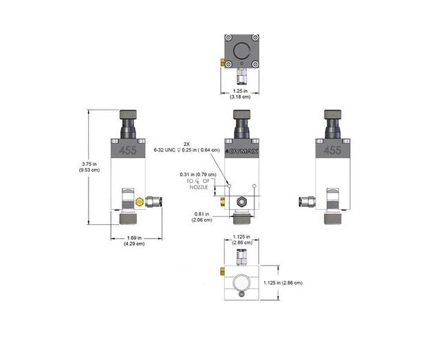Dymax® Model 455 Series Black Pinch Valve - 0.066in Tubing Size - Image 2
