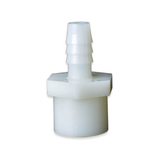 AFH Series 1/4 Inch (in) Size Female National Pipe Thread (FNPT) to 3/8 Inch (in) Barb Size Polypropylene Adapter Fitting - Image 1