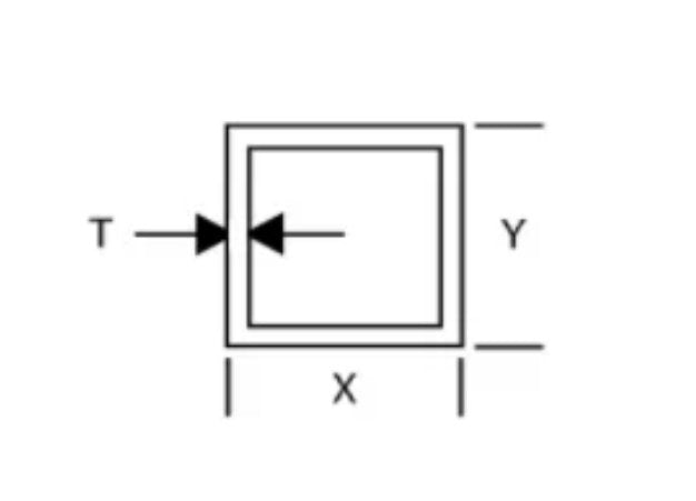 1.5 Inch (in) Dimension X and 0.09 Inch (in) Dimension T Aluminum Tube with Sharp Corner - Image 2