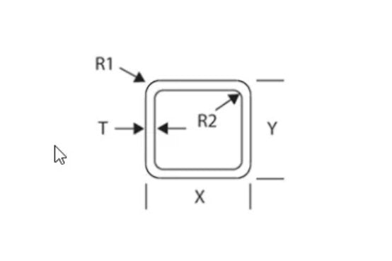 2.5 Inch (in) Dimension X, 0.093 Inch (in) Dimension T, and 0.125 Inch (in) Dimension R1 Aluminum Tube with Round Corner - Image 2