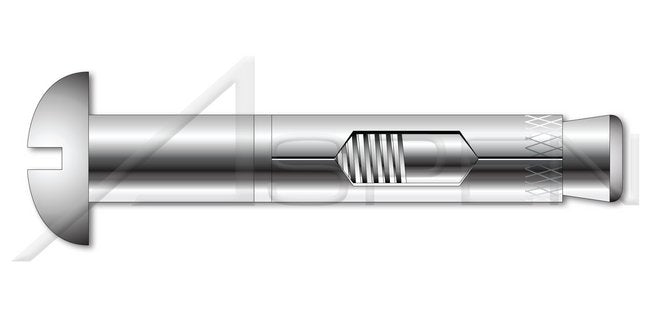 AISI 304 Stainless Steel (18-8) Round Head Sleeve Anchor - Image 1