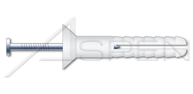 Flat Countersunk Head Nylon Body/Steel Pin Hammer Drive Anchor - Image 1