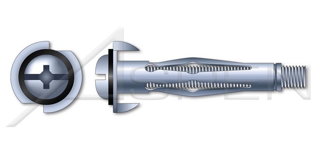 Steel Zinc Plated Short Pan Head Phillips®/Slot Combo Drive Hollow Wall Anchor - Image 1