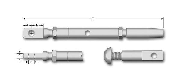 Classic Turnbuckle with Eye Post Assembly - Wire Rope Fitting - Image 1
