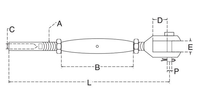 Stainless Steel T316 Swage Stud Turnbuckle - Image 2