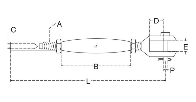 Stainless Steel Fixed Jaw & Swage Stud Turnbuckle - Image 2