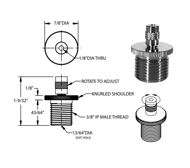 Swageless Bottom Exit Gripper with Safety Nut for 1/16" & 3/32" Cable - 3/8"-20 IP Male - Image 2