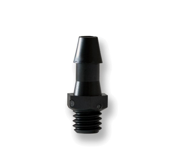A-R Series 1/16 Inch (in) Size Male Unified National Fine (UNF) Thread and 3/32 Inch (in) Size Polypropylene Standard Single Barb Adapter Fitting - Image 1