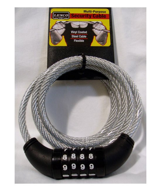 Lexco Coiled Cable Combo Lock - 6ft 3/8 inch, Clear - Image 1