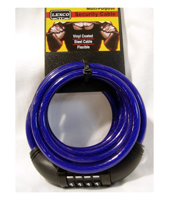 Lexco Transparent Purple Cable Combo Lock 6ft 5/16 inch - Image 1