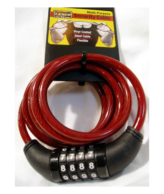 Red Coiled Cable Combination Lock 6 Feet 5/16 Inch Single-piece - Image 1