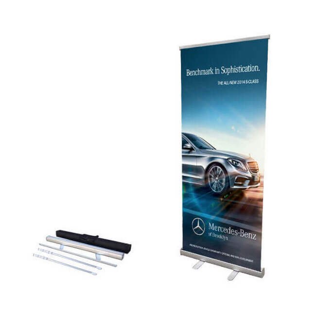 48in Height Roll Up Banner Stand with Vinyl Print - Megastore SWA-PDE03P - Image 1