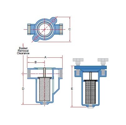 Sure Flow BTC125 3 Inch NPT Cast Iron Swivel Clamp Simplex Basket Strainer - Image 2