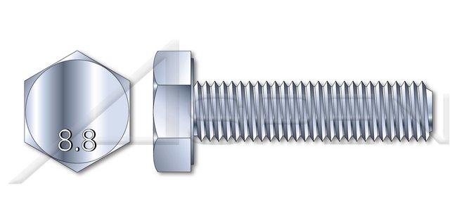 Class 8.8 Steel Zinc Plated DIN 961 Metric Fine and Full Thread Hex Head Cap Screw Bolt - Image 1