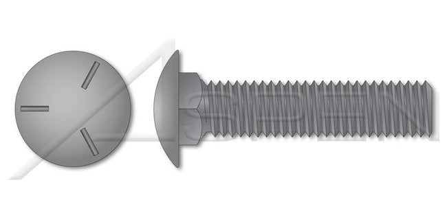 Steel Plain Grade 5 Round Head Square Neck Undersized Body Full Thread Carriage Bolt - Image 1